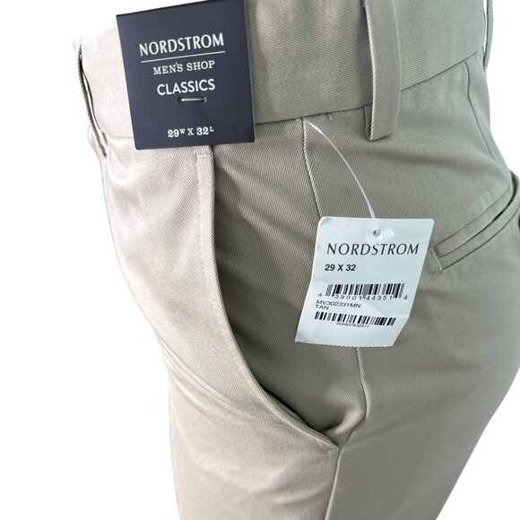 Mens Nordstrom Classics Beige Wrinkle-Free Cotton Blend Pants 29W X 32L - New - Picture 4 of 8